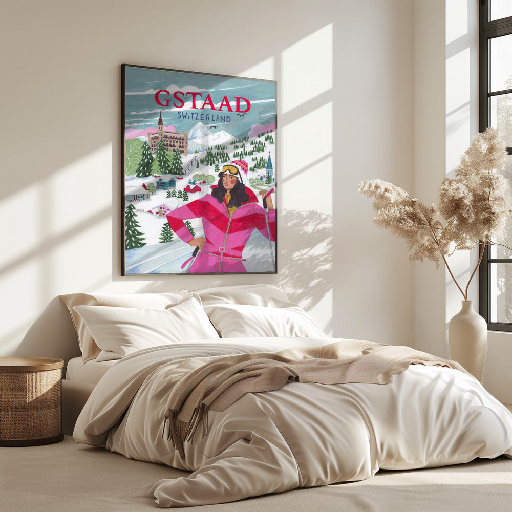 Reiseposter Frau in Gstaad, Schweiz | Poster