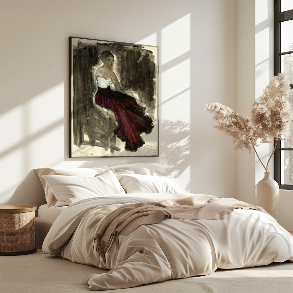 A Woman in a Red Flowing Skirt | Poster