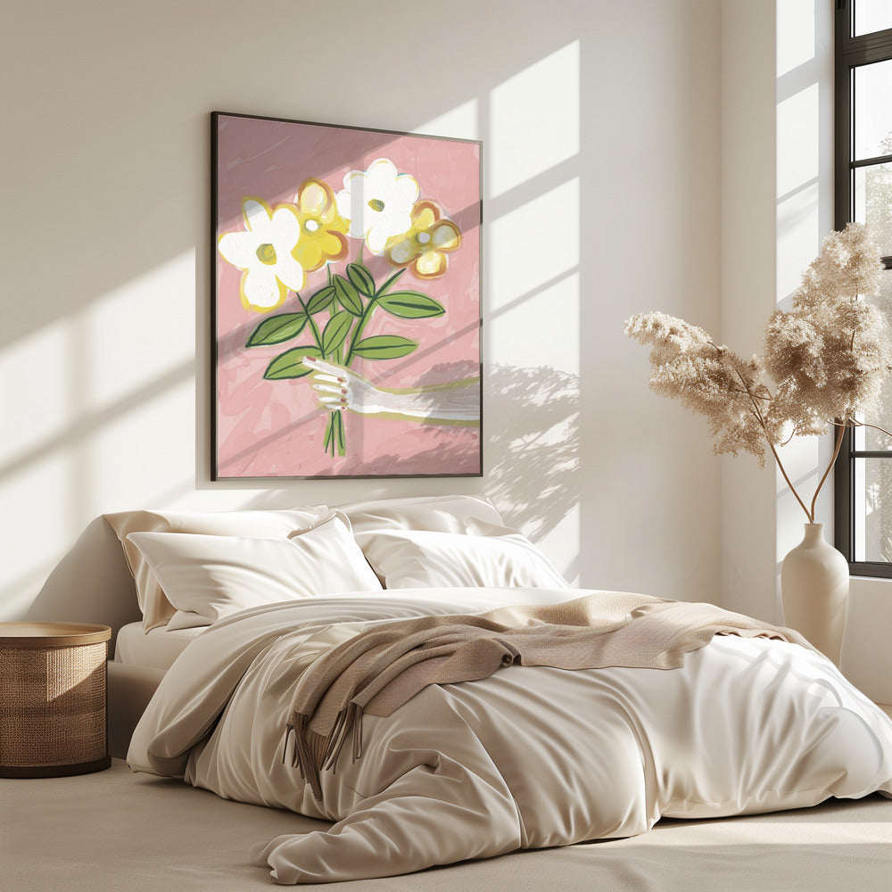 Blumenstrauß Rosa und Gelb | Poster