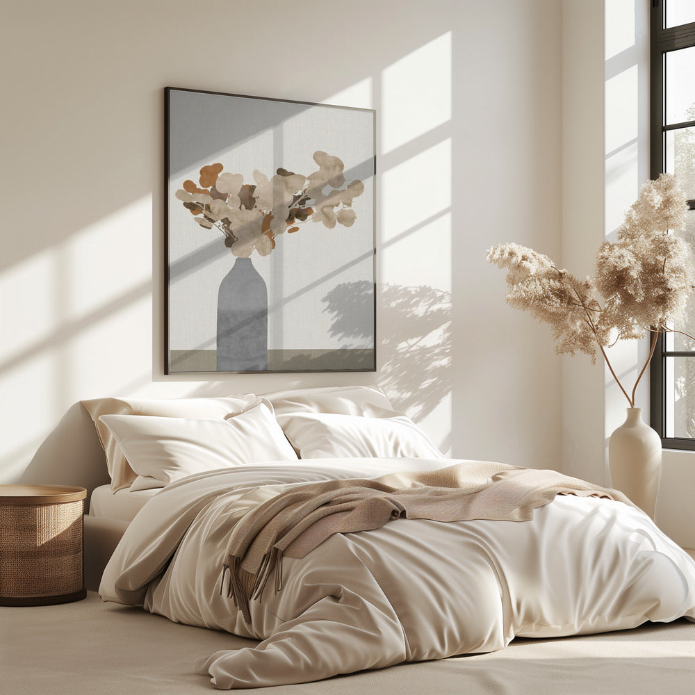 Rostbraune Trockenblumen in einer Vase auf dem Tisch 1 Jpg | Poster