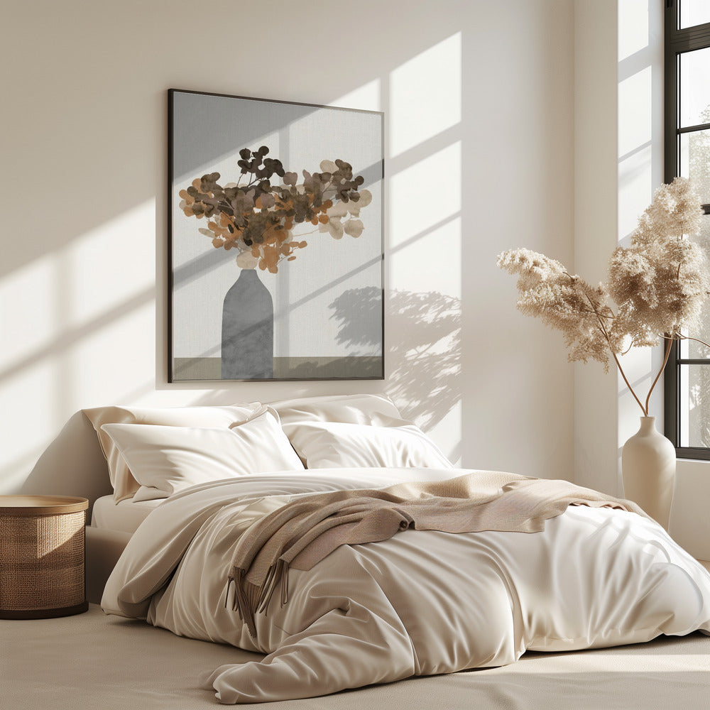 Rostbraune Trockenblumen in einer Vase auf Tisch 2 | Poster