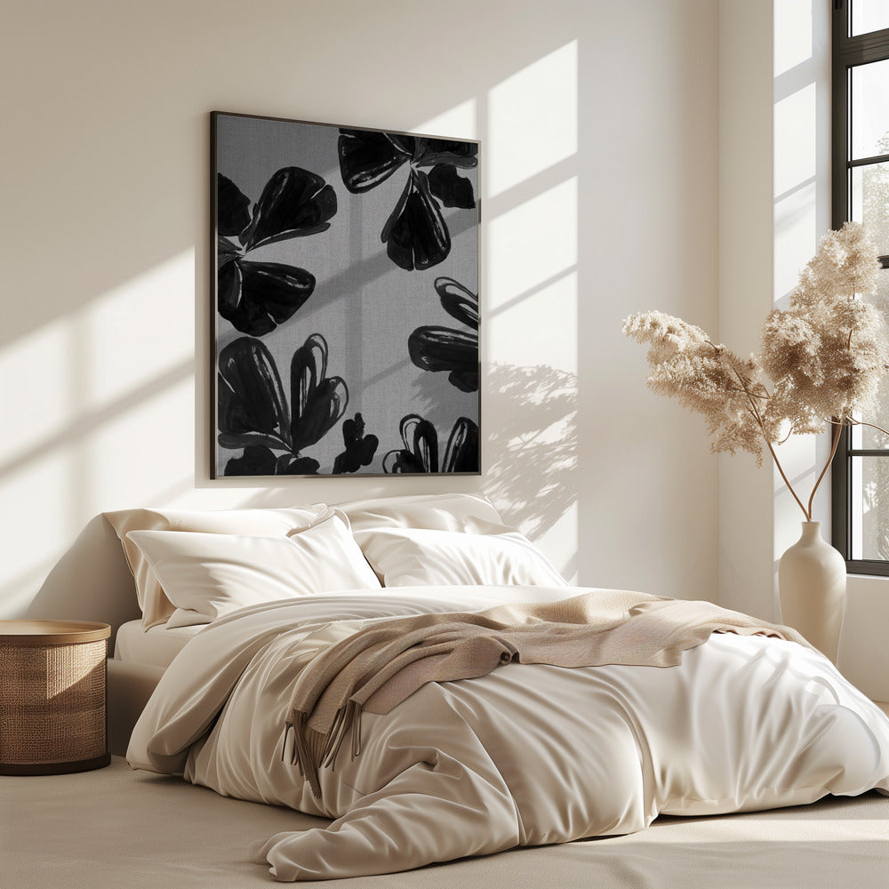 Schwarzes Blumenmuster 5 | Poster