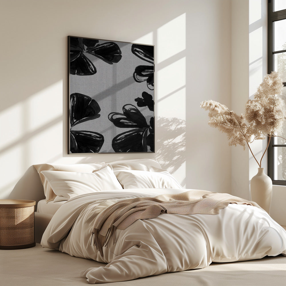 Schwarzes Blumenmuster 6 | Poster