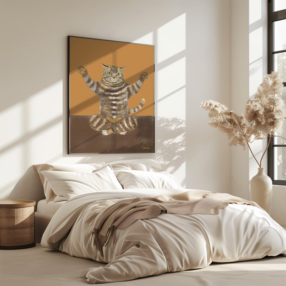 Yoga Katze Tan Hintergrund | Poster