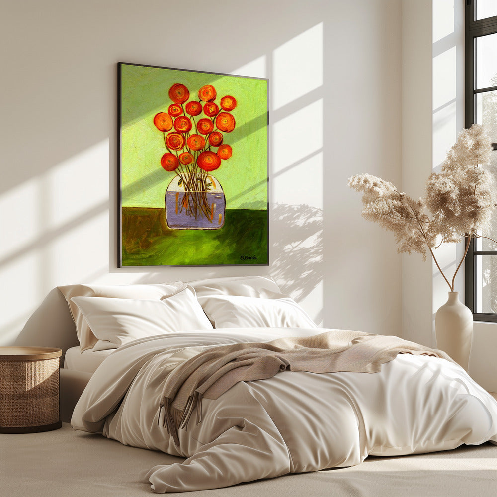 Mohnblumen in der Vase, helle Version | Poster