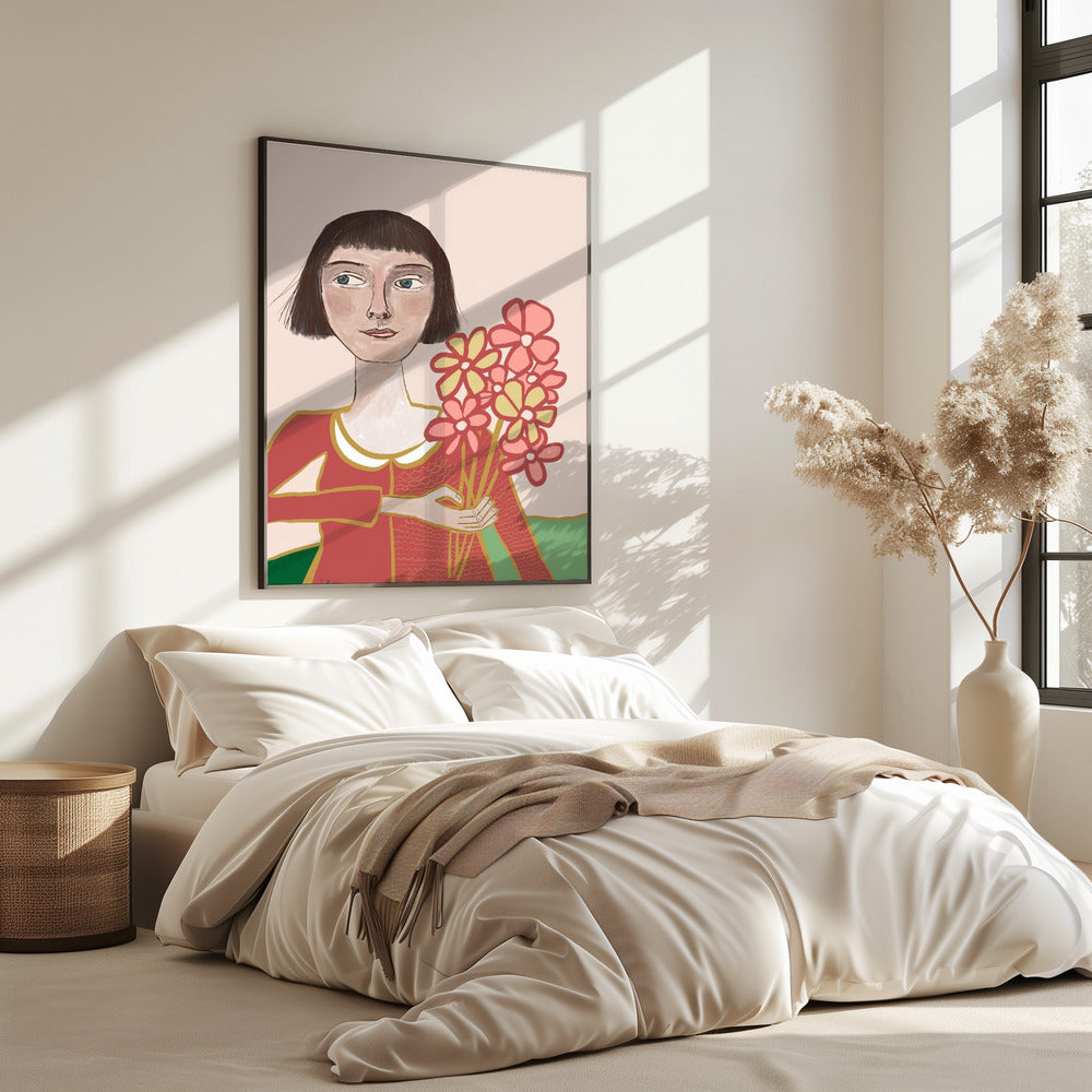 Frau mit Blumen | Poster