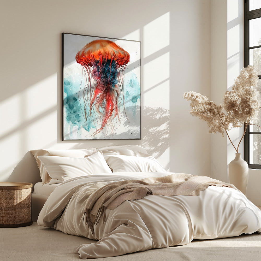 Tier Aquarell Kunst Medusa Meeresleben | Poster