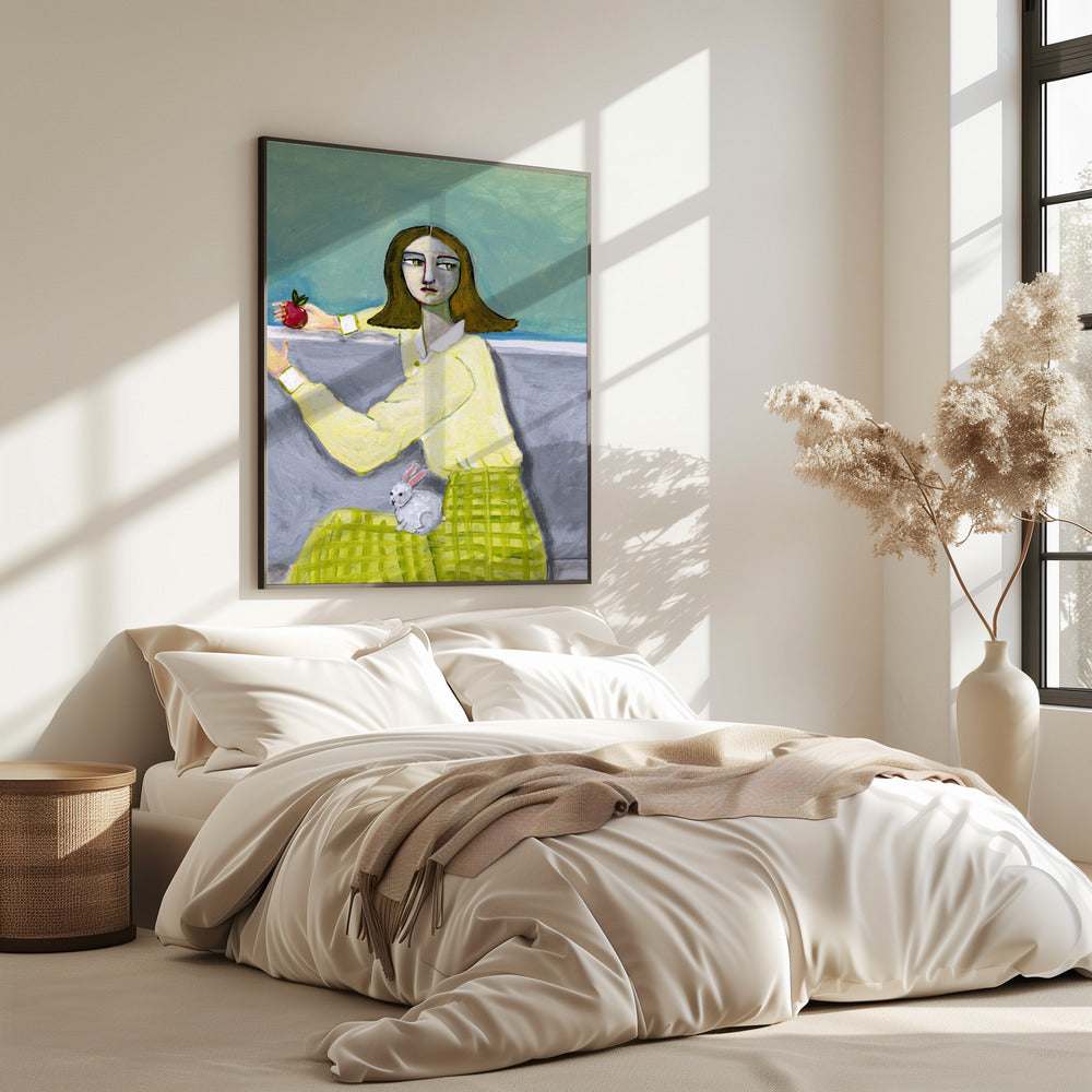 Sitzende Dame mit Kaninchen | Poster