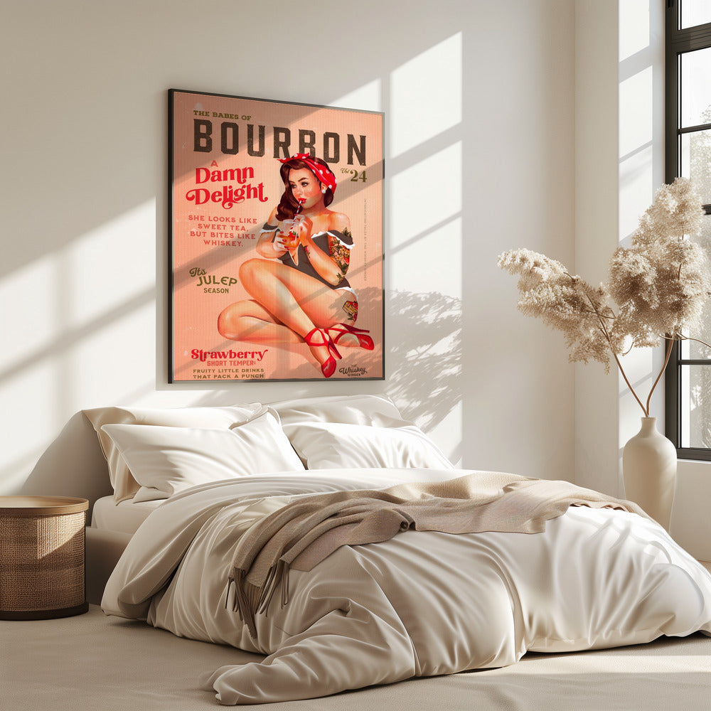 Bourbon Babes Vol 22 Vintage Pinup Girl trinkt einen Cocktail | Poster