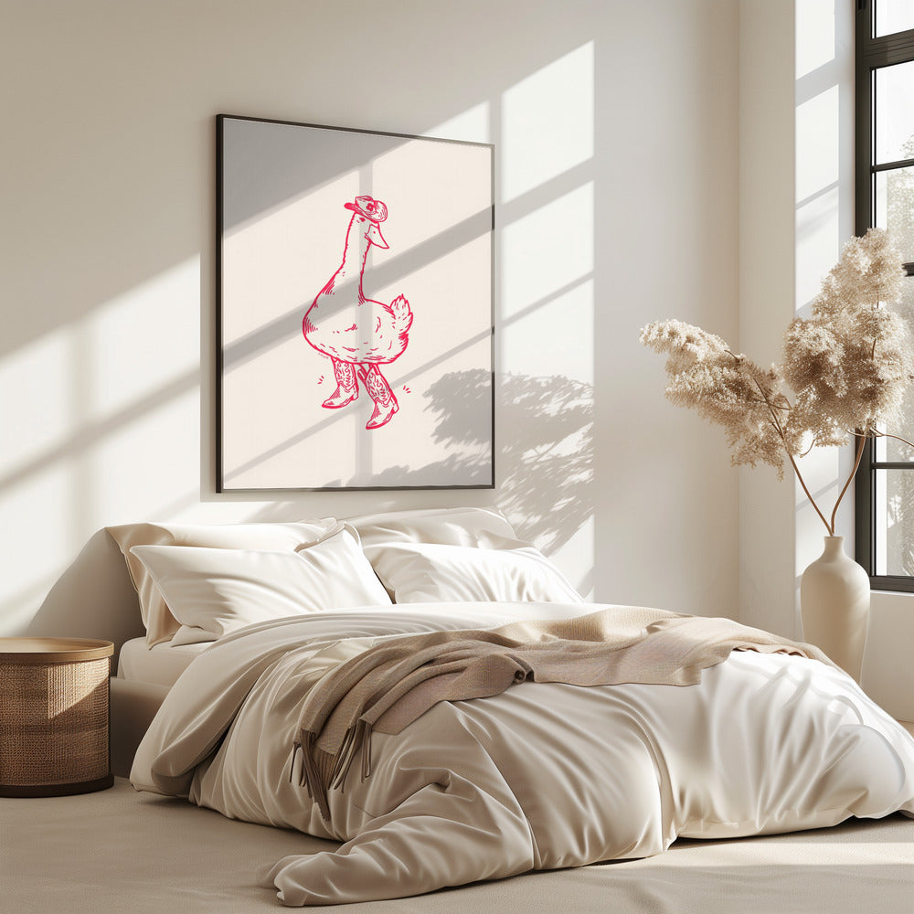 Ente in Westernstiefeln in Pink | Poster