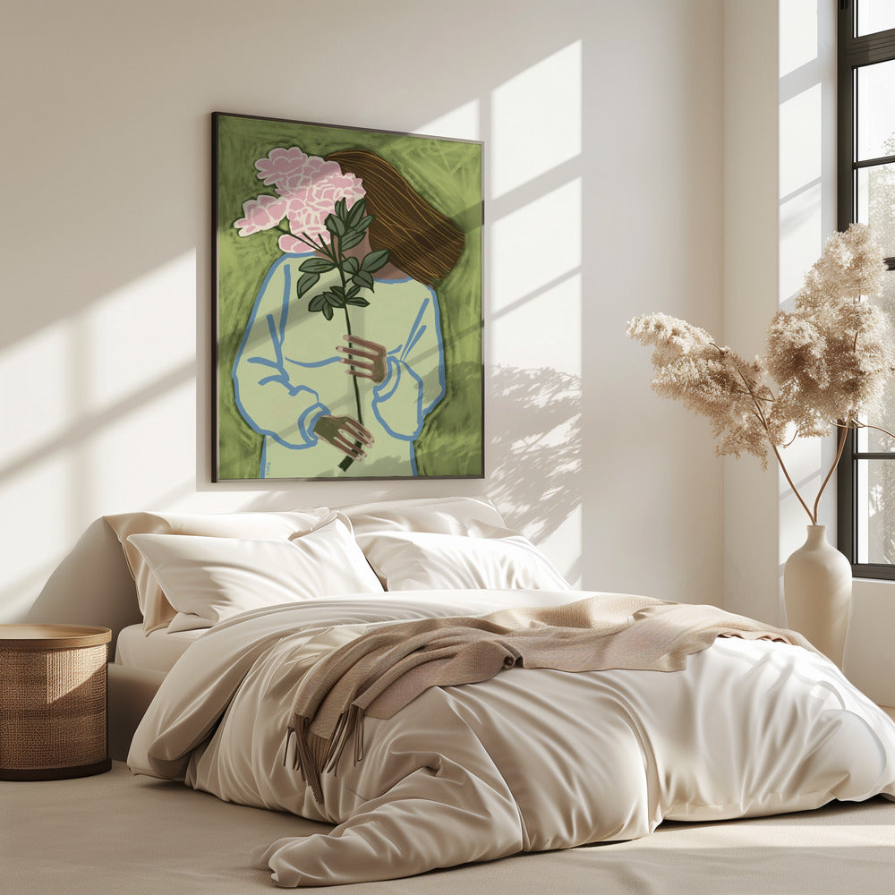 Dame mit Blumen | Poster