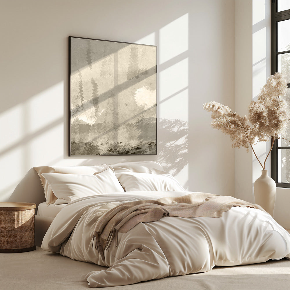 Two Moons. Reflections. Abstract Lanscape In Neutral Colors No.1 | Poster