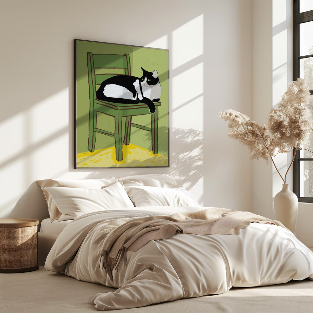 Smokingkatze sitzt auf Stuhl | Poster