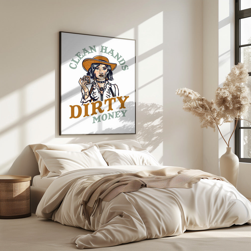 Clean Hands Dirty Money Poker Cowgirl | Poster