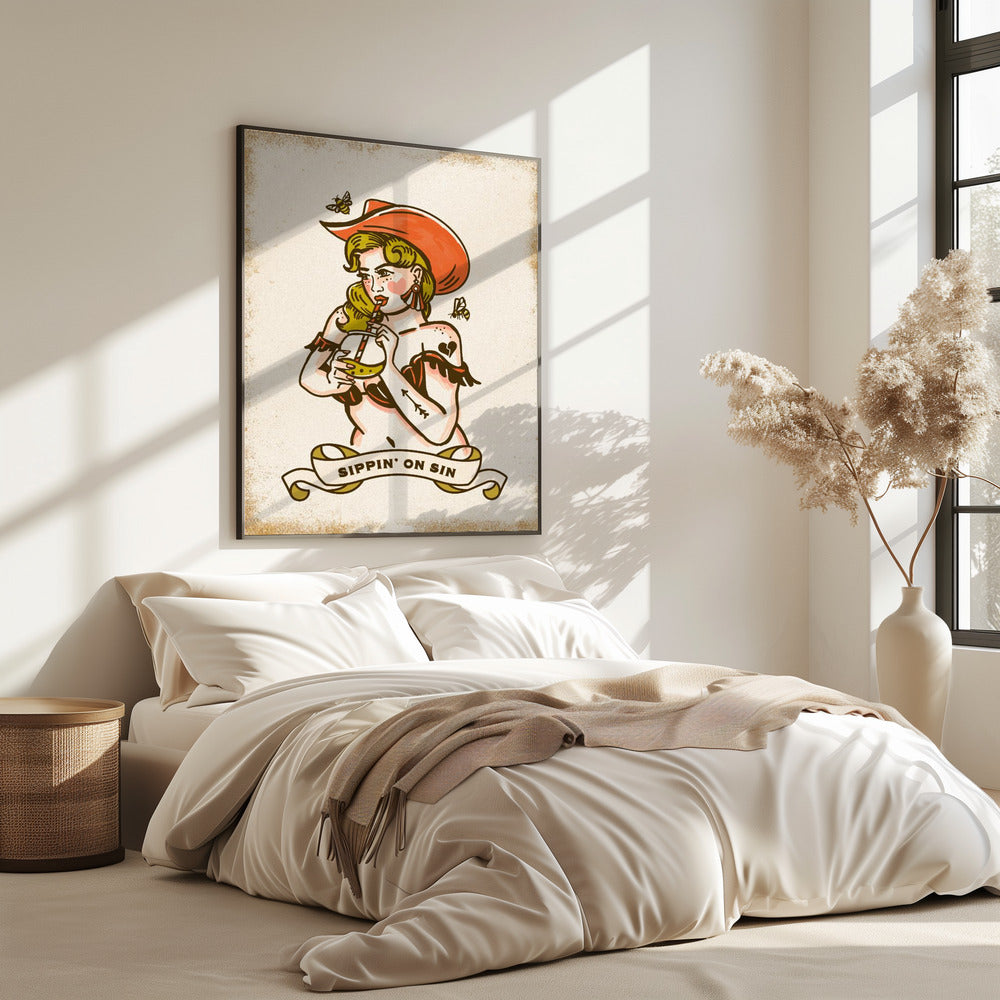Sippin On Sin Cute & Sassy Cowgirl Art | Poster