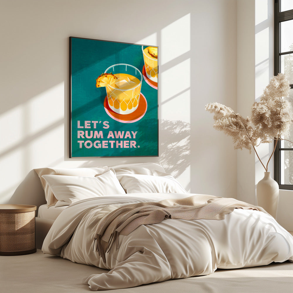Rum Away Beach Bar Cocktail Art | Poster