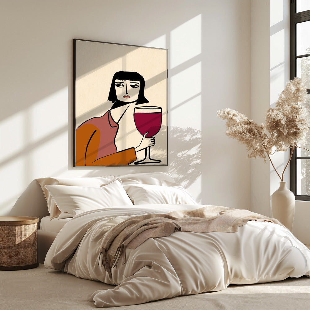Dame trinkt Wein | Poster