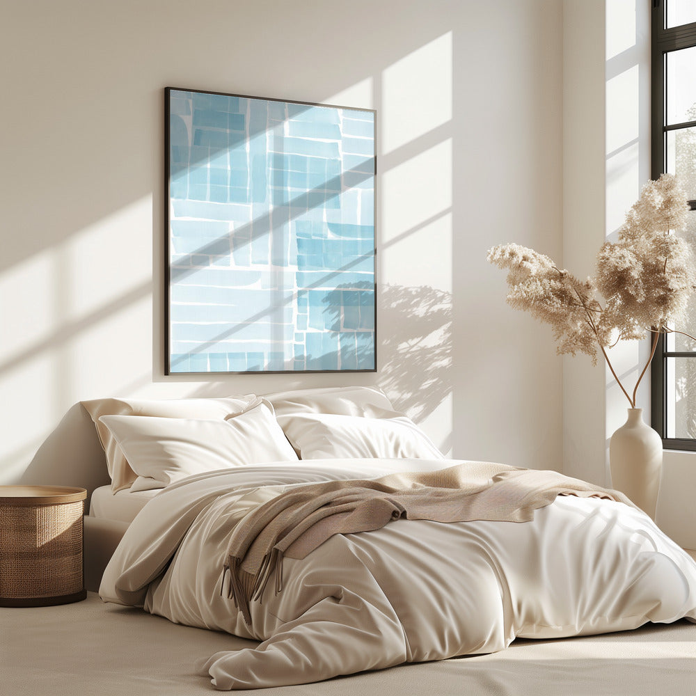 Light Blue Watercolour Grid Wash 2 | Poster