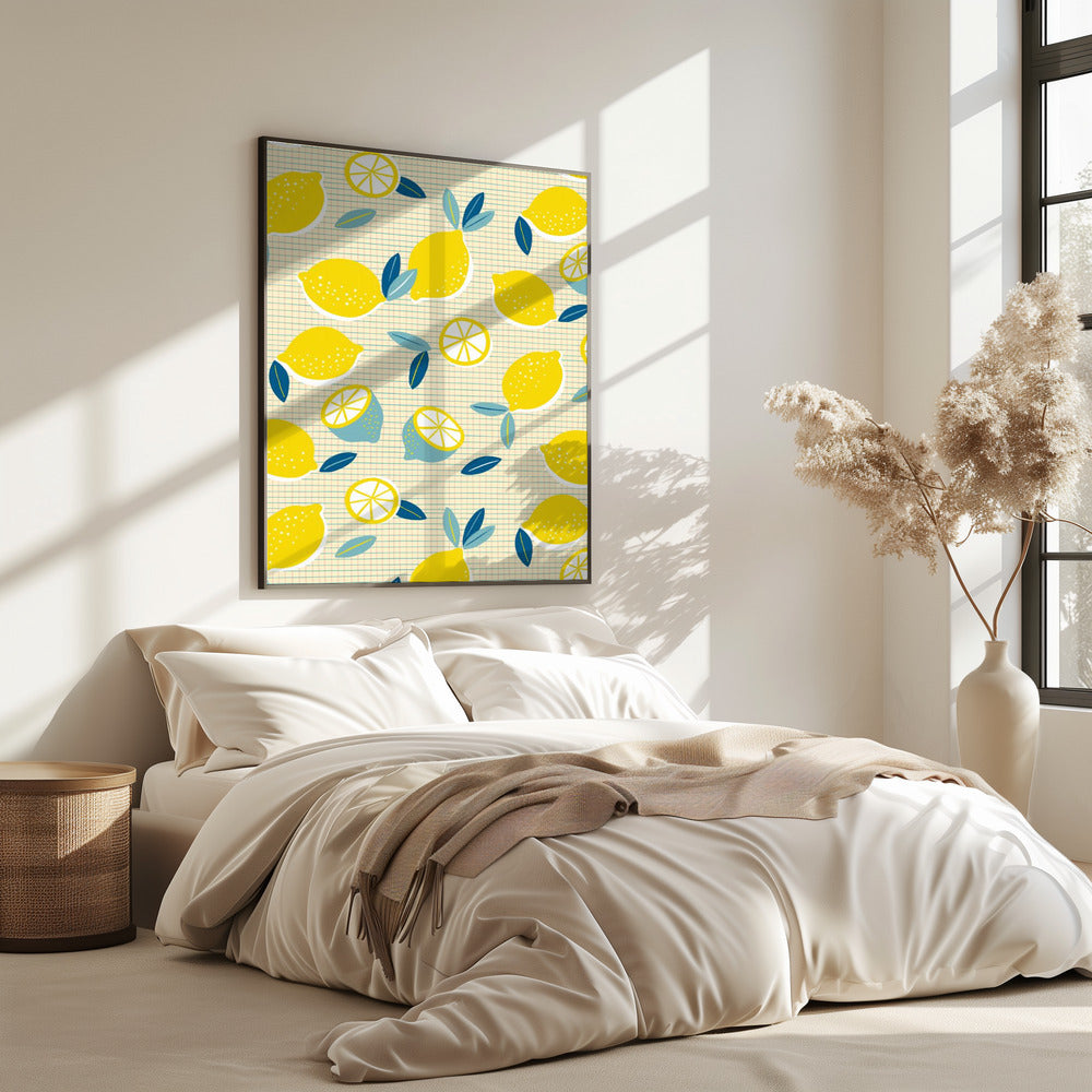 Frische Zitronen kariert sonnig | Poster