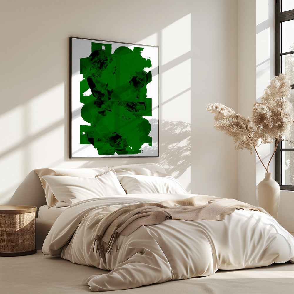 Abstrakte Komposition in Grün und Schwarz Nr. 1 | Poster