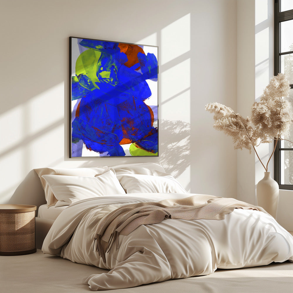 Kobaltblau Lila Gelb Chartreuse Orange Neutral Weiß Abstrakt 1 | Poster