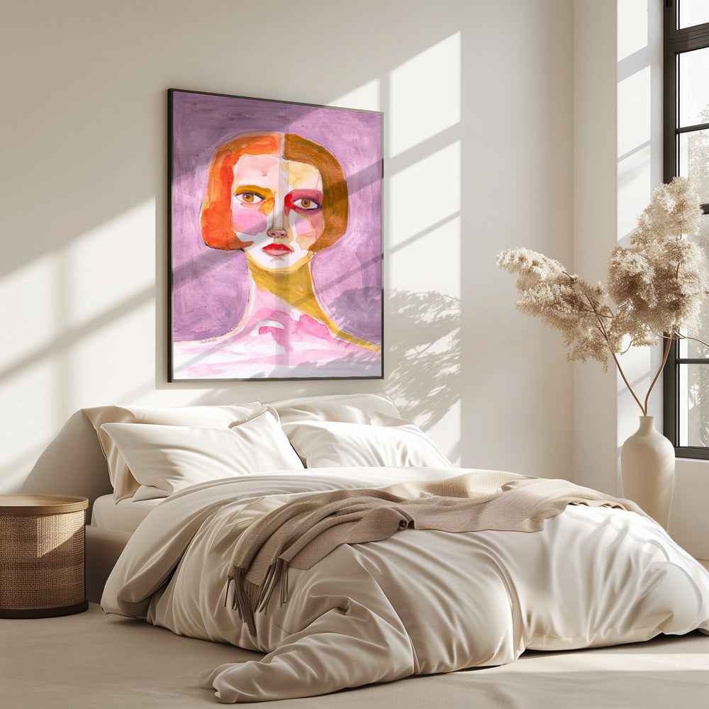Dame mit Bob-Haarschnitt Mauve Lila | Poster