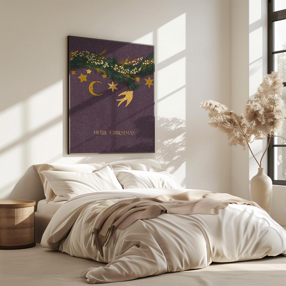 Weihnachts-Vintage-Spielzeug auf Weihnachtsbaumzweigen | Poster