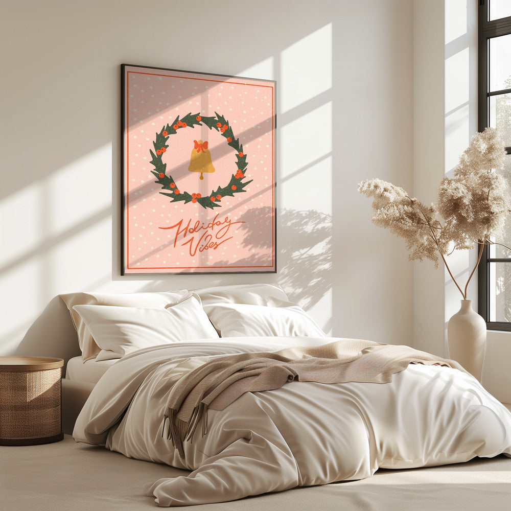 Weihnachtskranz mit Glocke und Schleife | Poster