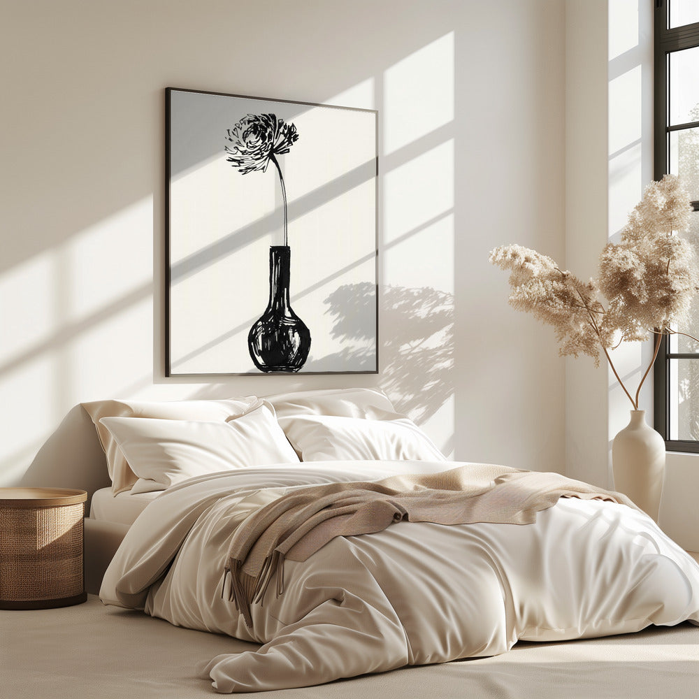 Blume in einer Vase, Tintenskizze | Poster