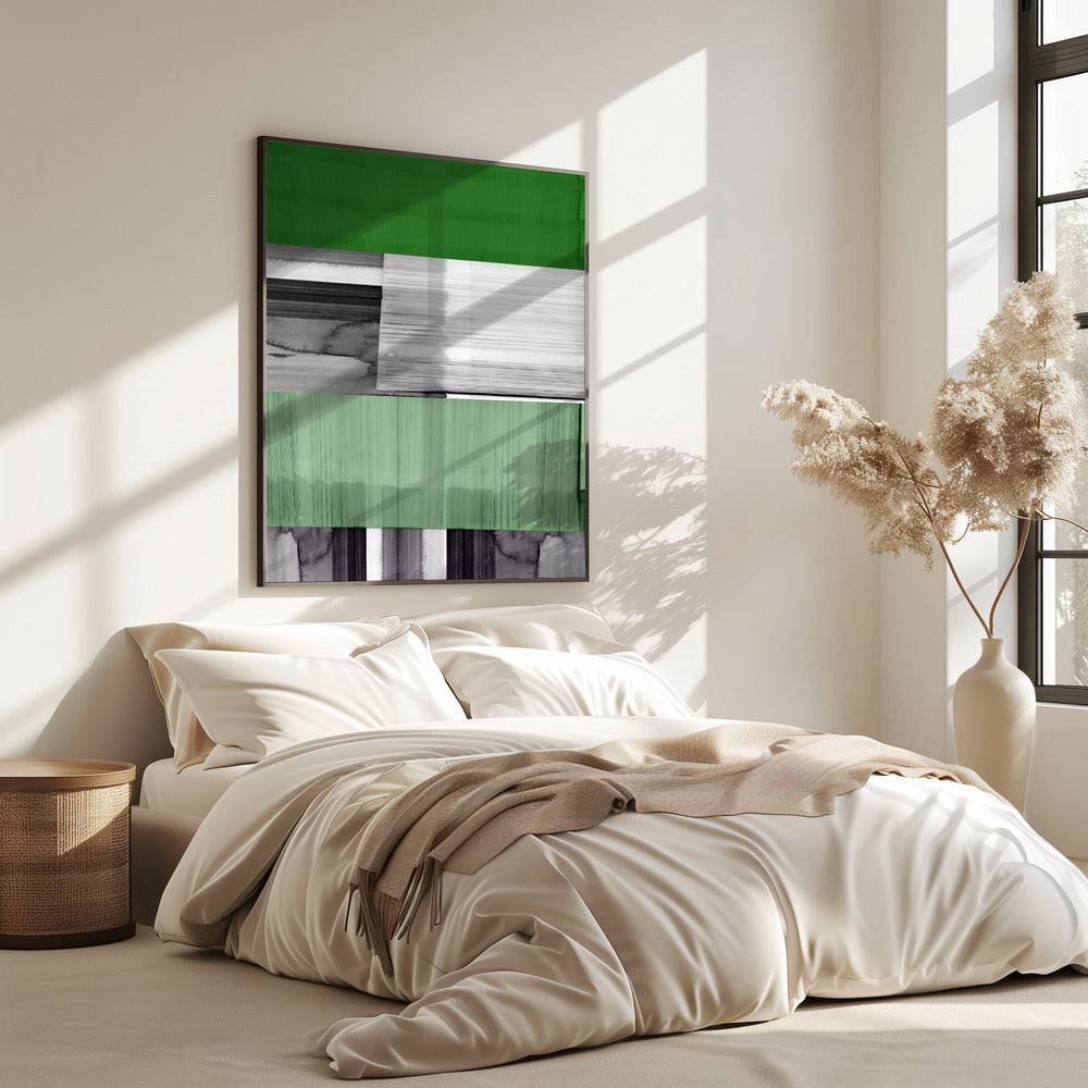 Abstrakt Schwarz Weiß Grün Grau 1 | Poster