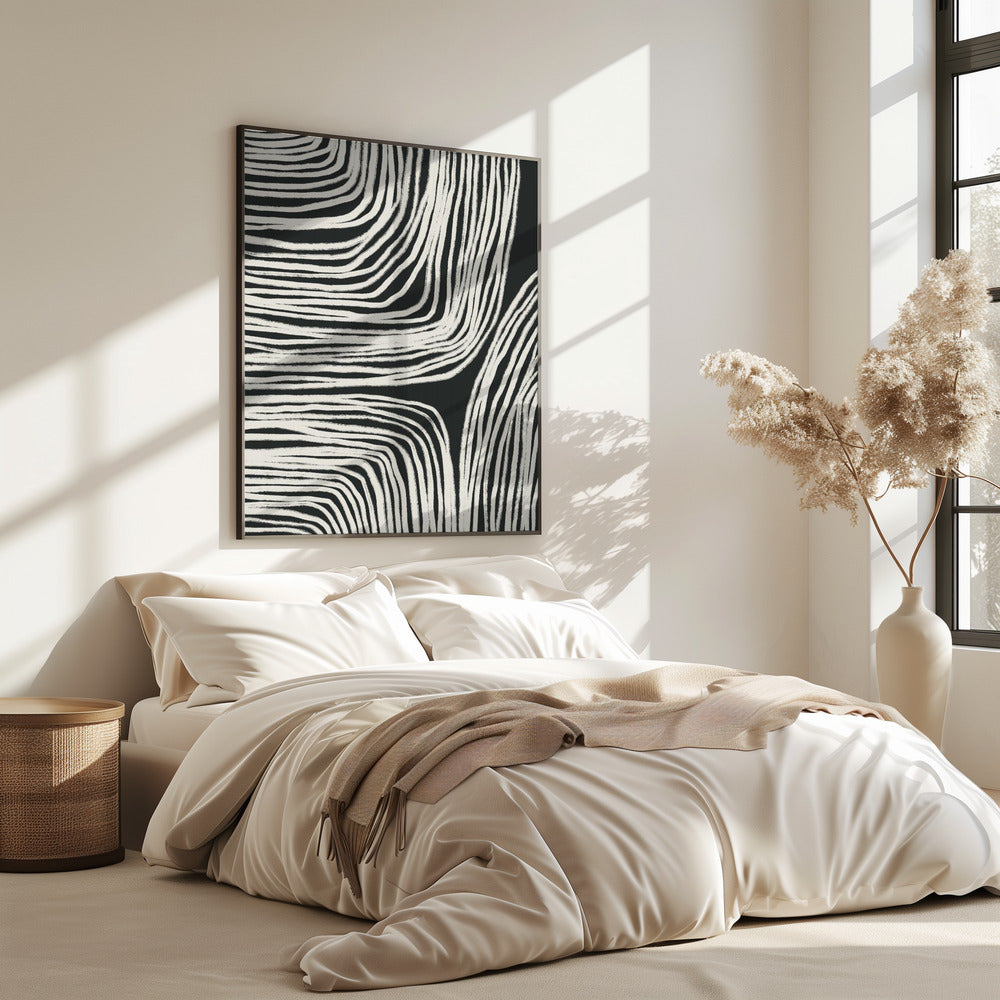 Monochrome organische Wellenlinien | Poster