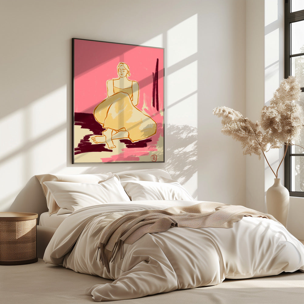 Sitzende Figur in fließendem Kleid | Poster