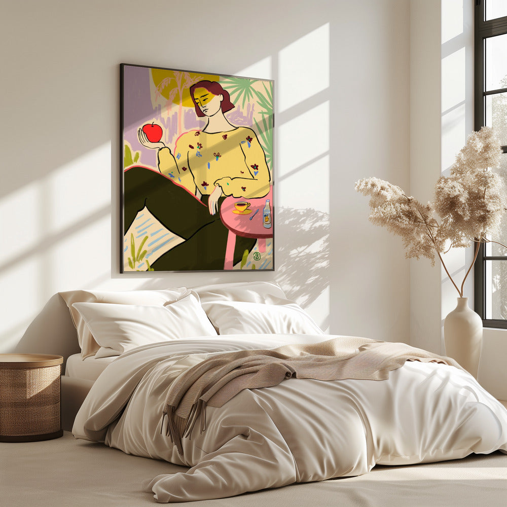Frau mit Apfel | Poster