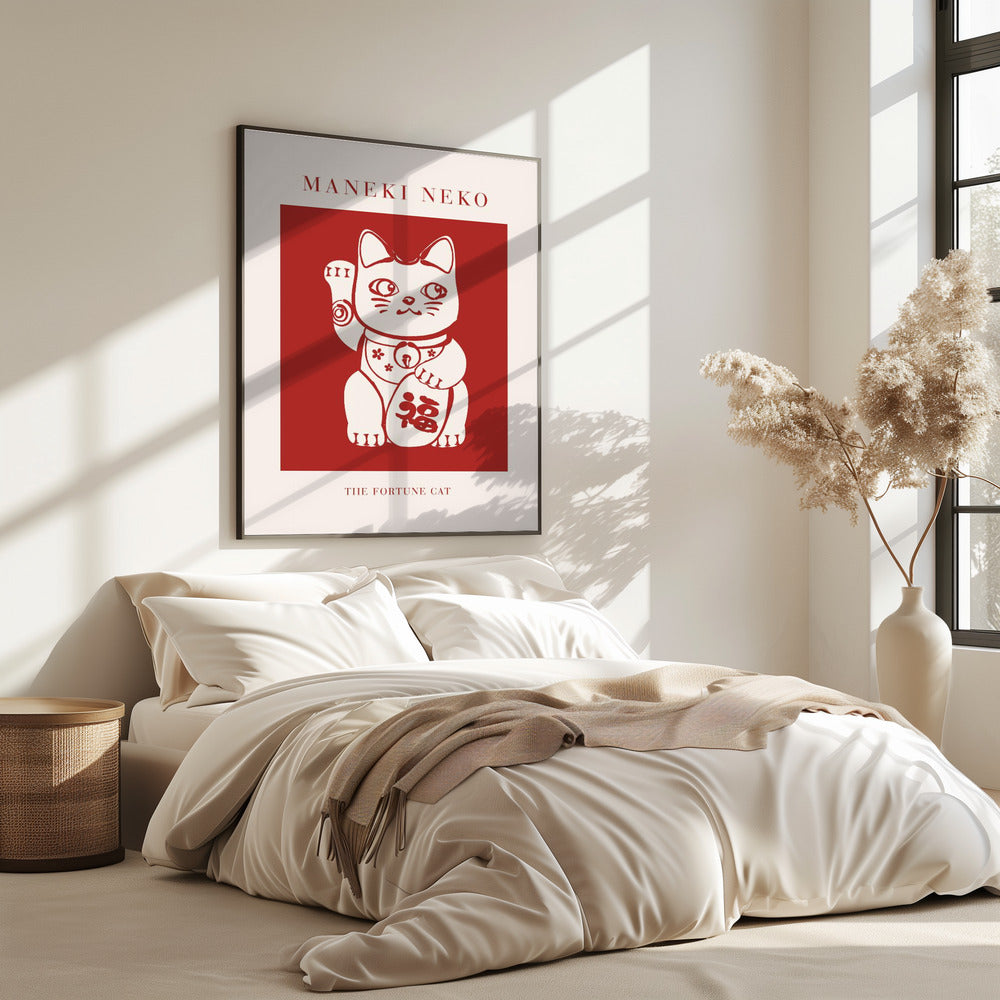 Maneki-Neko Katze Rot | Poster