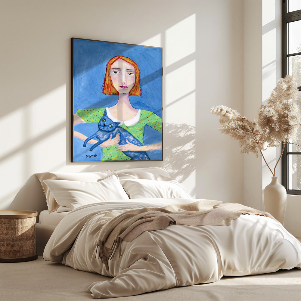 Dame mit der blauen Katze | Poster