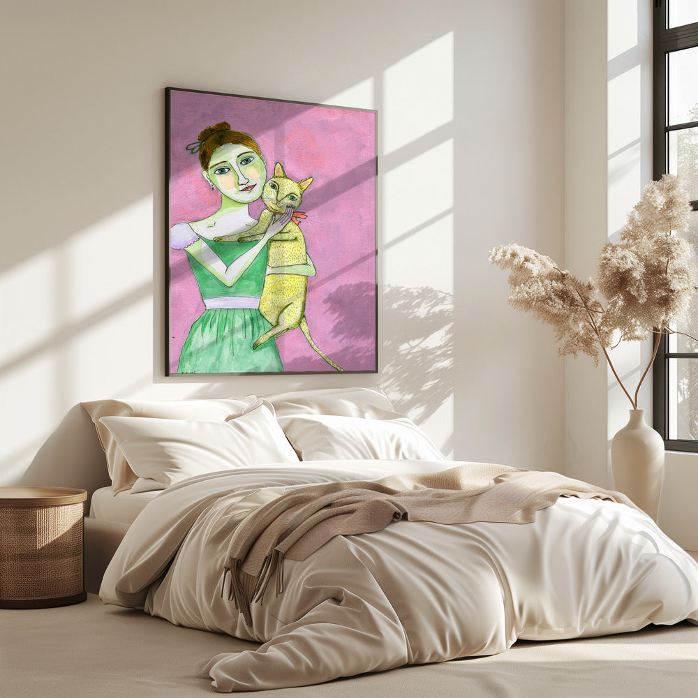 Dame mit gelber Katze | Poster