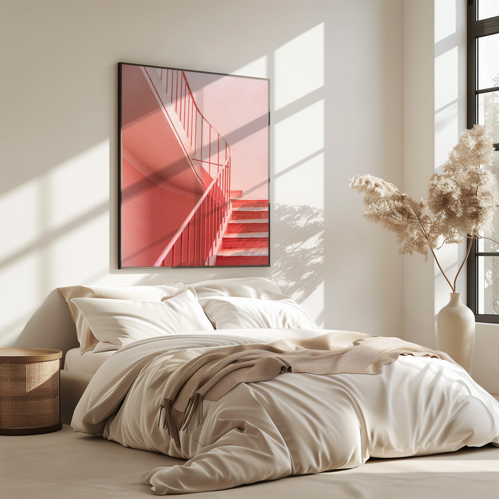 Pink Steps Cannes | Architektonischer Minimalismus | Poster