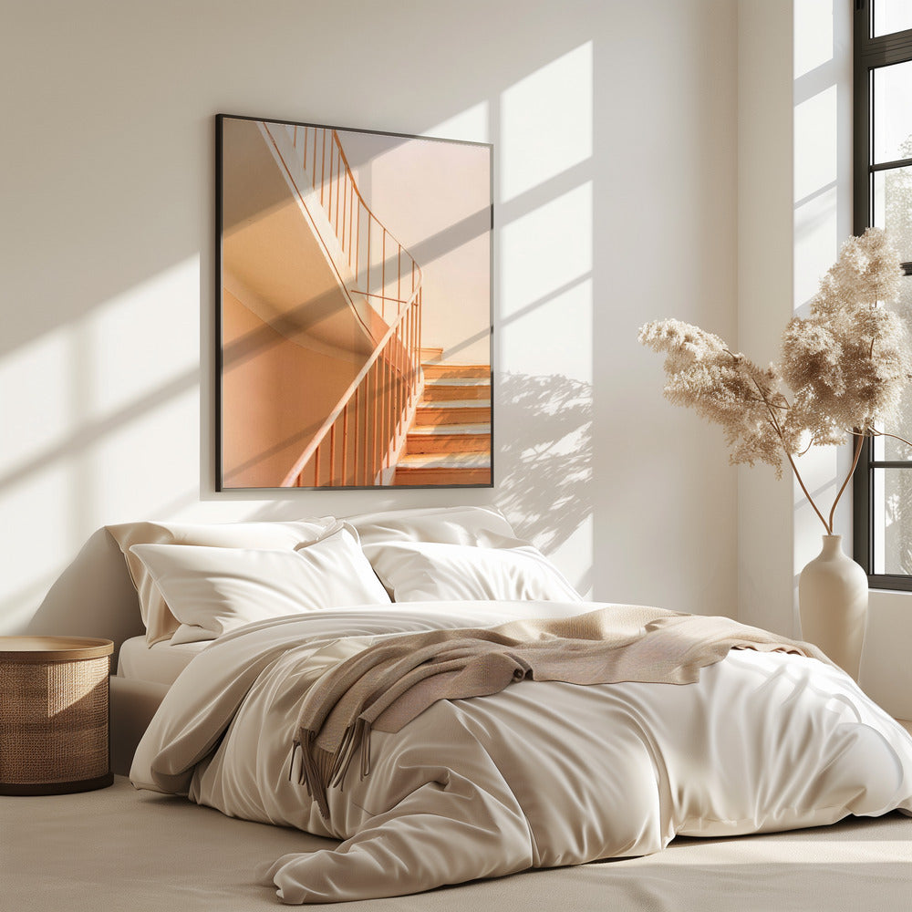Orangefarbene Stufen | Architektonischer Minimalismus | Poster