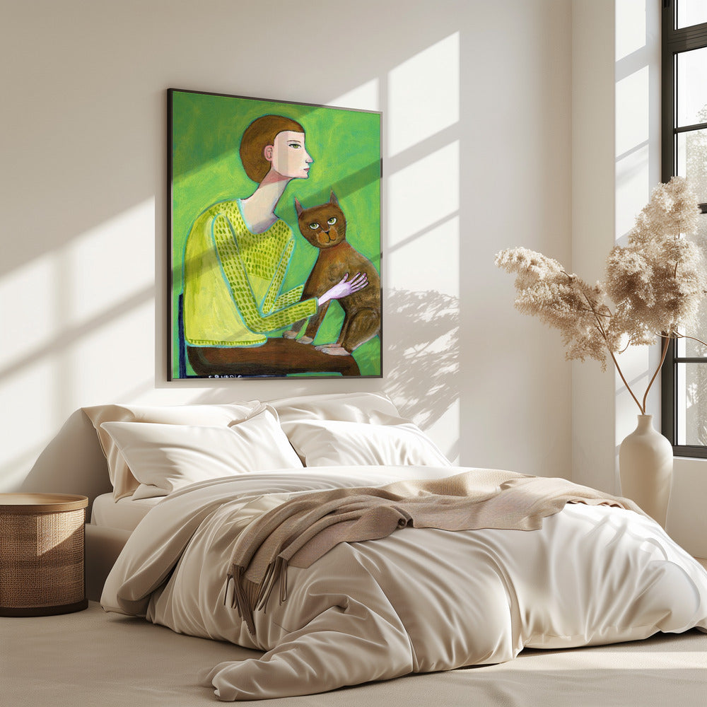 Frau mit Katze | Poster