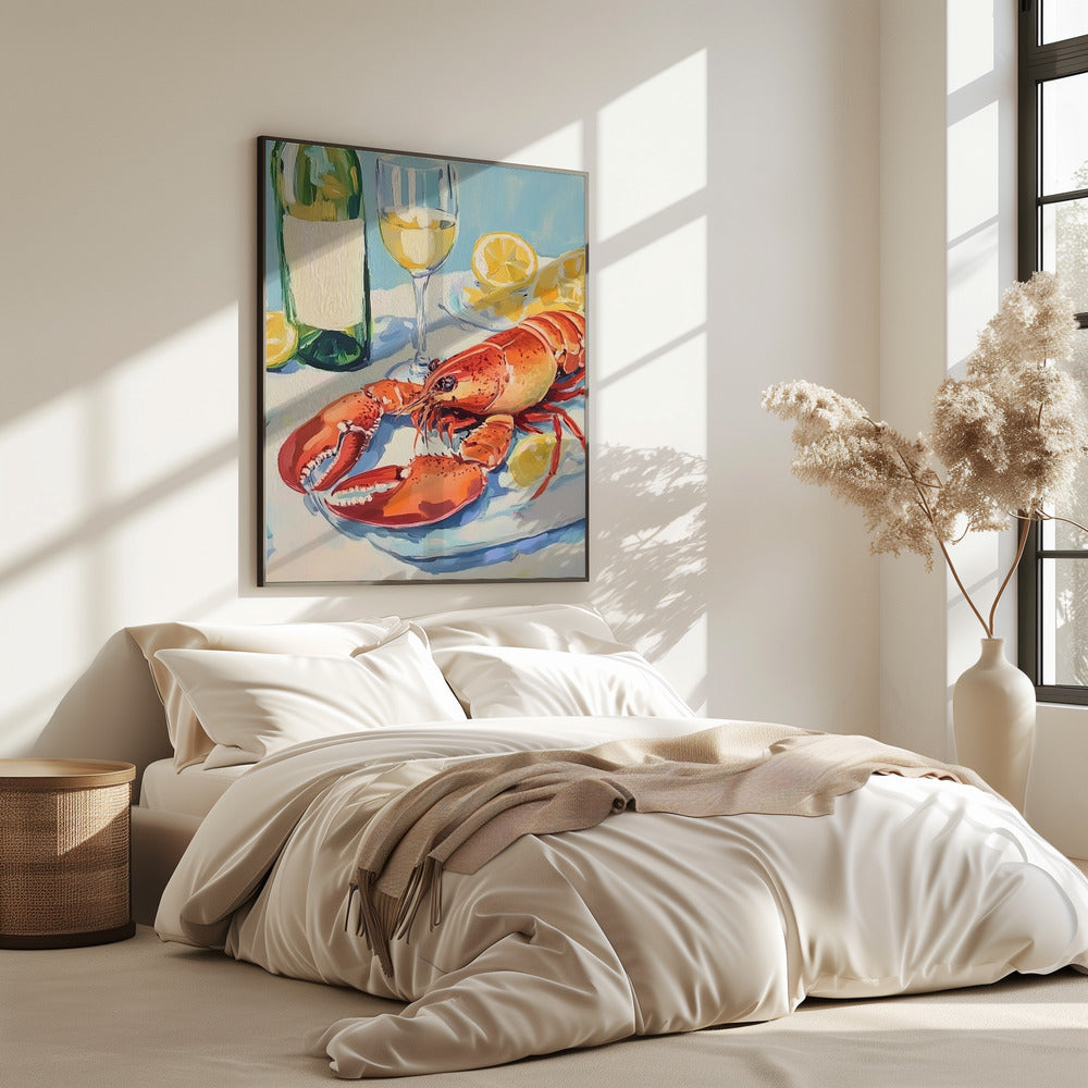 Stillleben mit Hummer und Wein | Poster