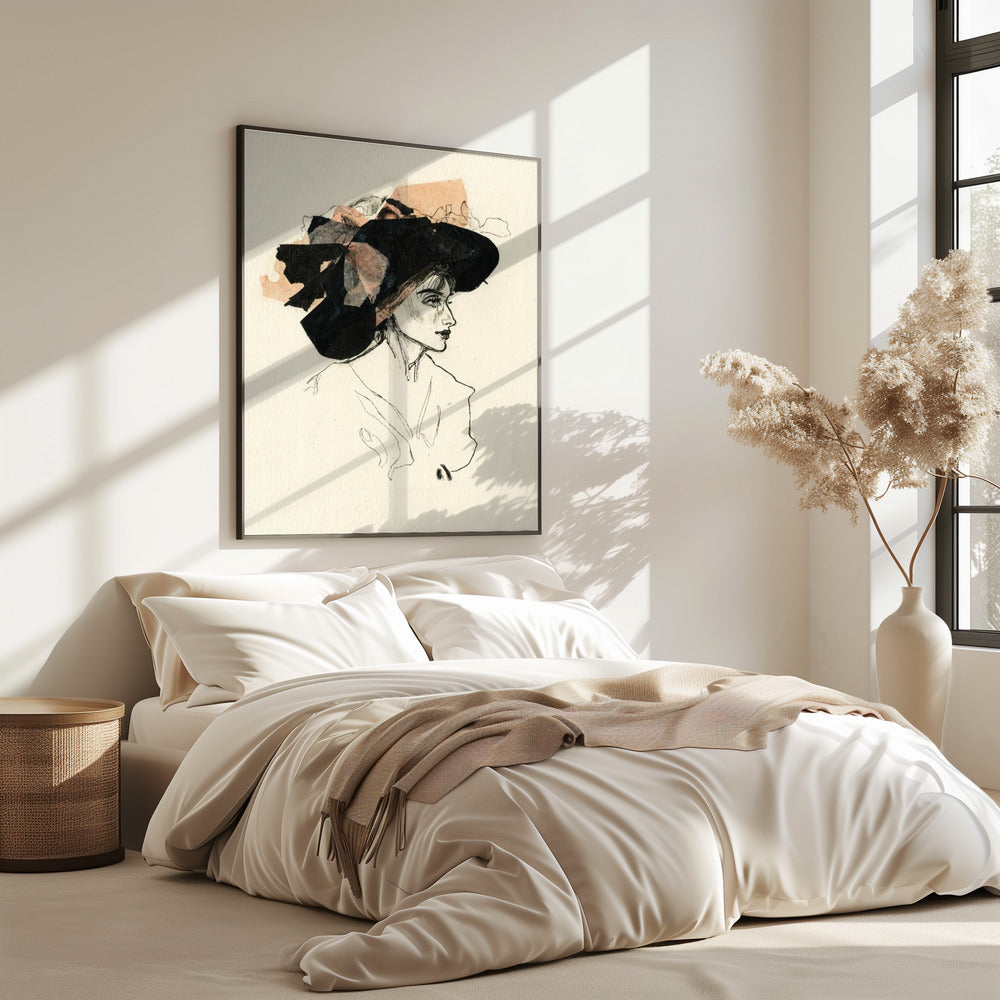 Frau mit großem Hut | Poster