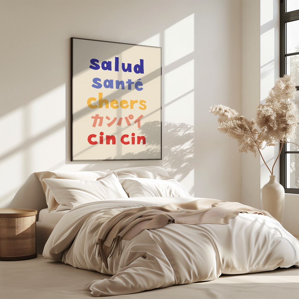 Cheers Typography - Salud Santé Cheers Kanpai Cin cin | Poster