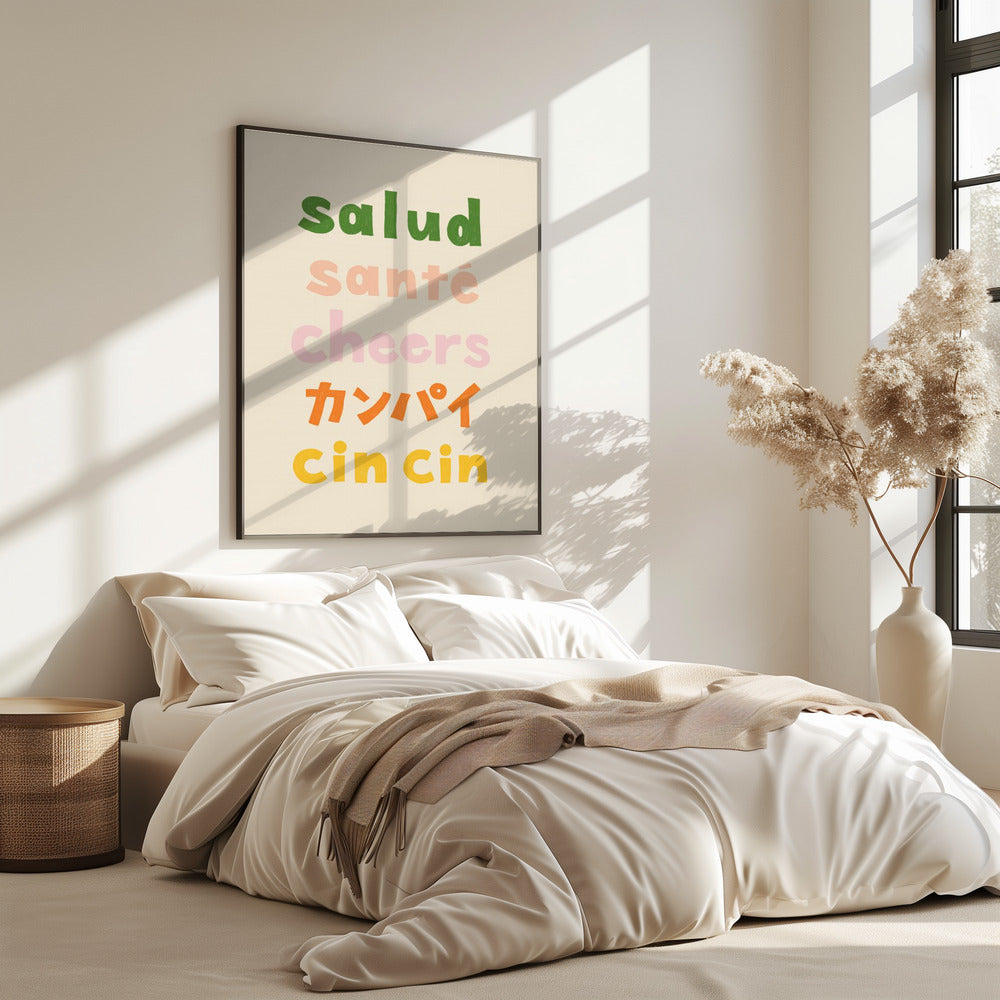 Prost Typografie - Salud Santé Prost Kanpai Cin cin | Poster