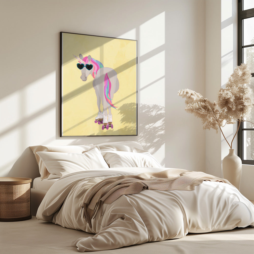 Einhorn Rollschuhlaufen gelb | Poster