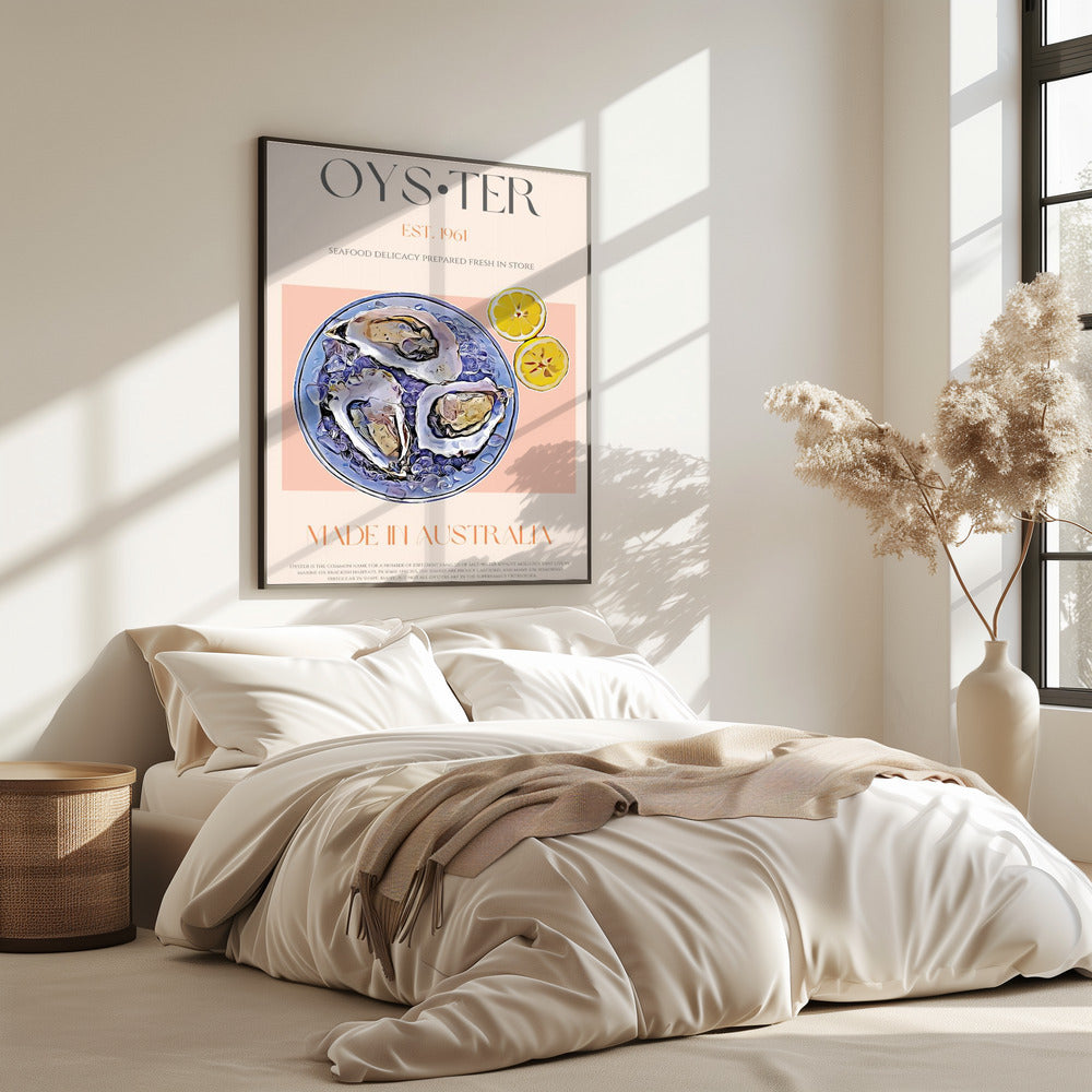 Fresh Oysters with Lemon Slices | Poster