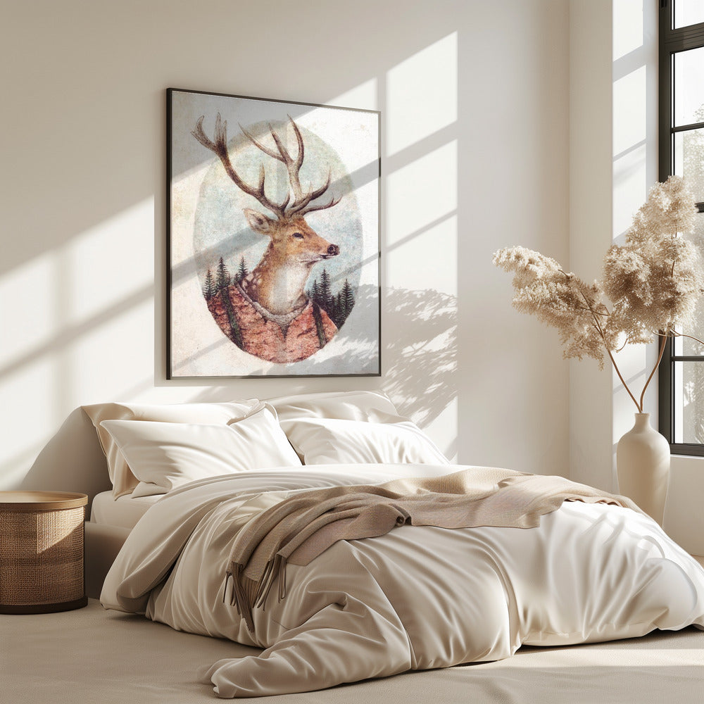 Hirsch im rustikalen Outfit | Poster