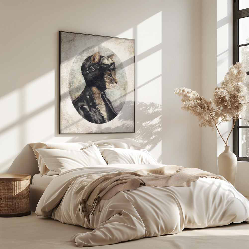 Stilvolle Katze in Lederjacke | Poster
