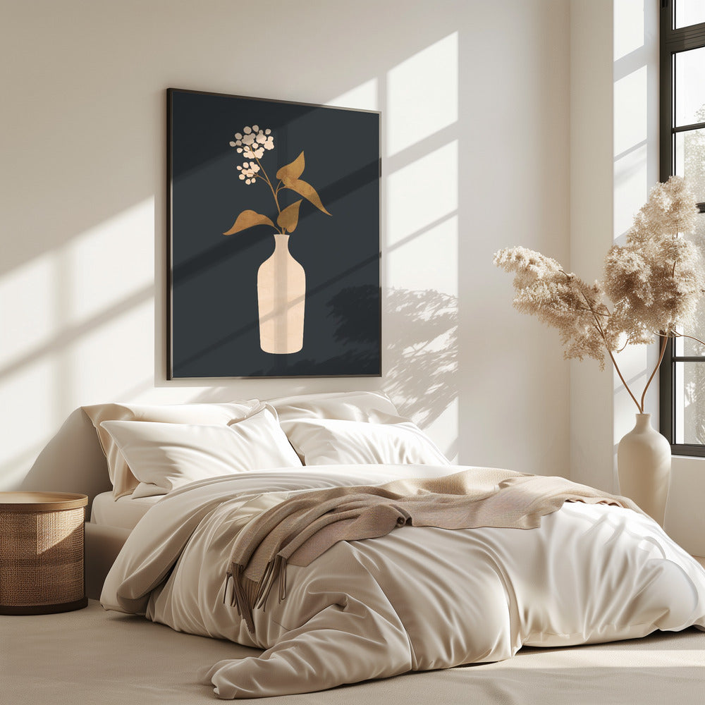 Minimalistische abstrakte Kunstvase mit Blumen | Poster
