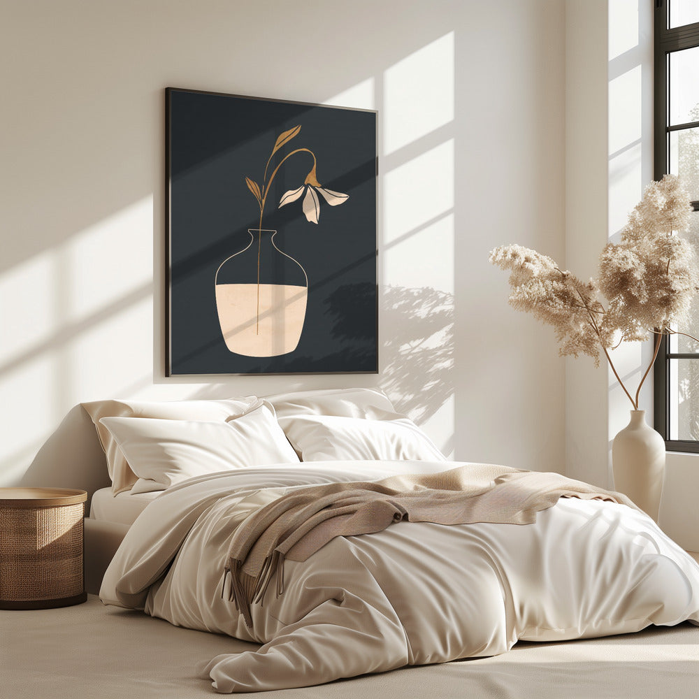 Minimalistische abstrakte Kunstvase mit Blumen | Poster