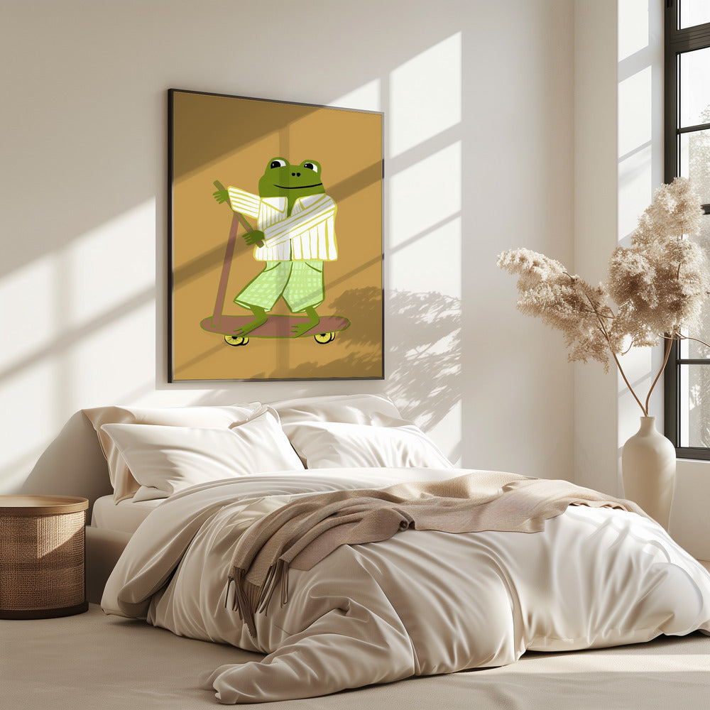 Frosch auf Roller | Poster